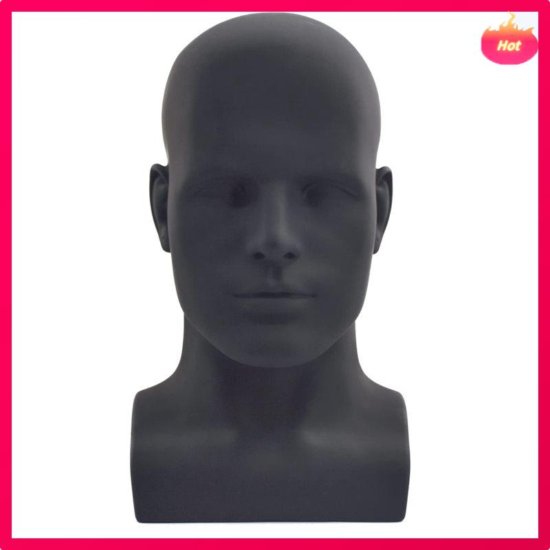 3X Male Mannequin Head Professional Manikin Head For Display Wigs Hats Headphone Display Stand (Matte Black)