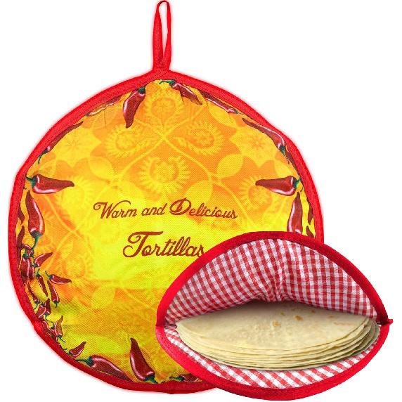 ZKOO 12" Tortilla Warmer Pouch, ulated Tortillas Pouch for Tortillas, Tacos, Naan, Pizza Rolls, Microwavable Fabric Bag, Tortilla Warmer Keeps Food