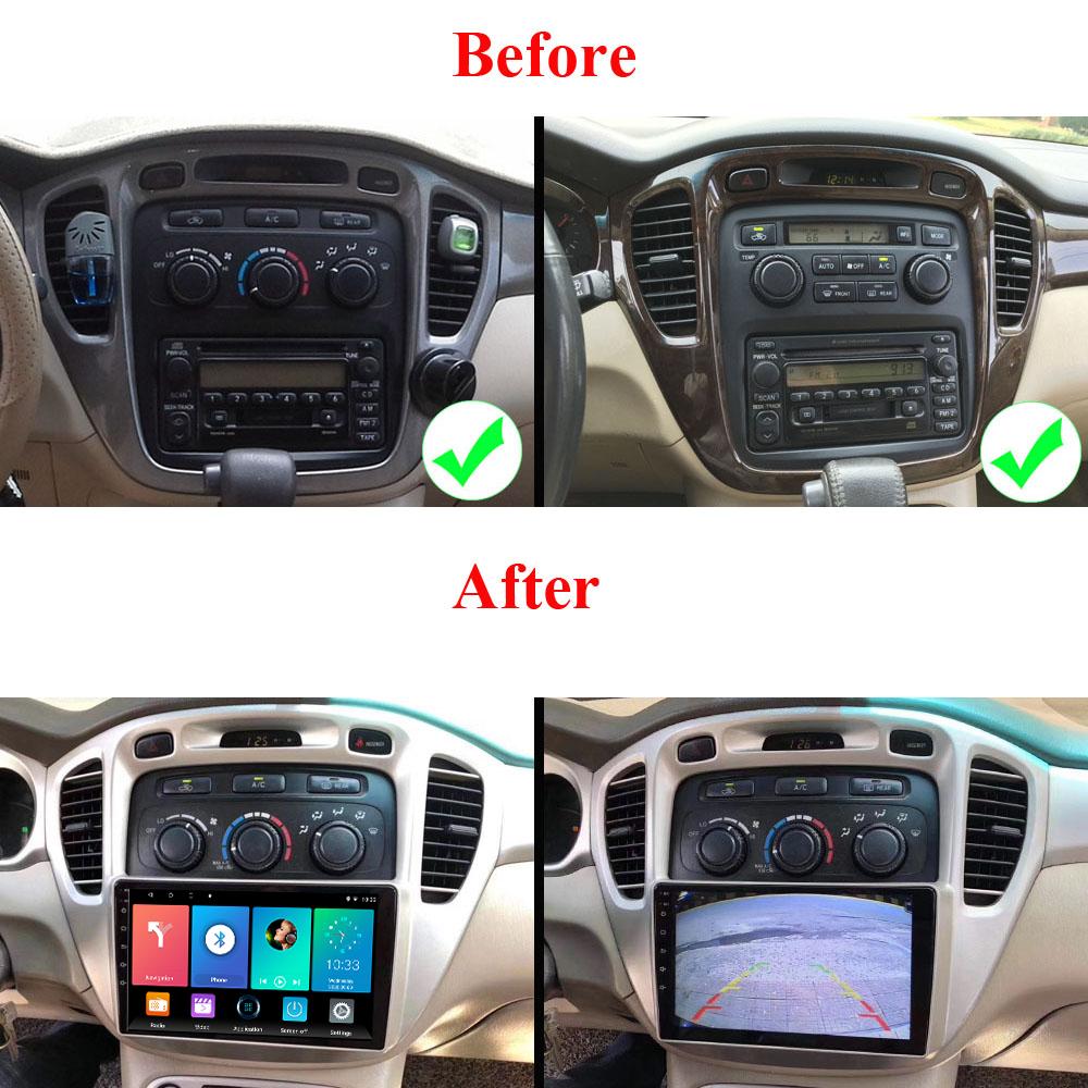 Android 2 Din Car Multimedia Player For Toyota Highlander 2000-2007 Head Unit Stereo Carplay GPS Navigation BT WIFI 4+64GB