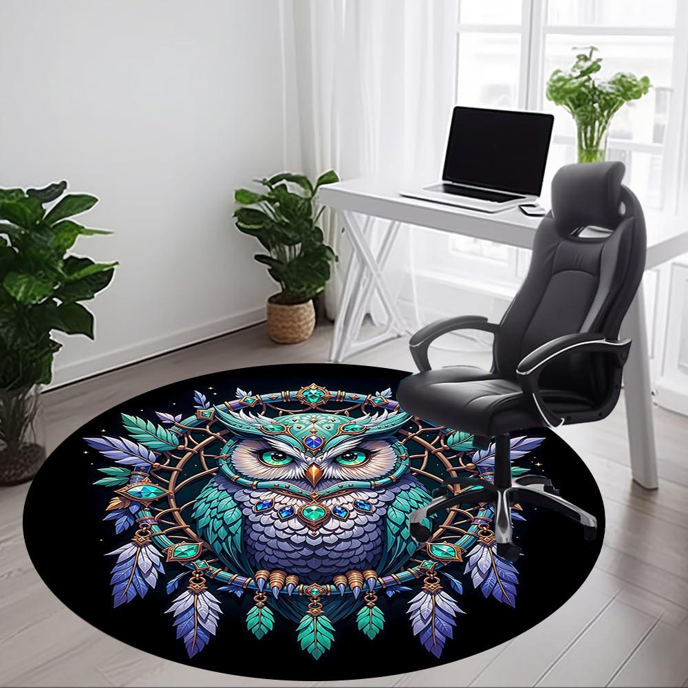 1pc Mystic Owl Decor Chair Carpet for Office Non-Slip, Machine Washable Rug for Office, Room - Holiday Decor, Machine Made yy251016103