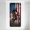 Vintage American Flag Distressed Motocross Rider Metal Tin Sign - Grungy Patriotic Motocross Art for Man Cave Home Decor Wall Pl