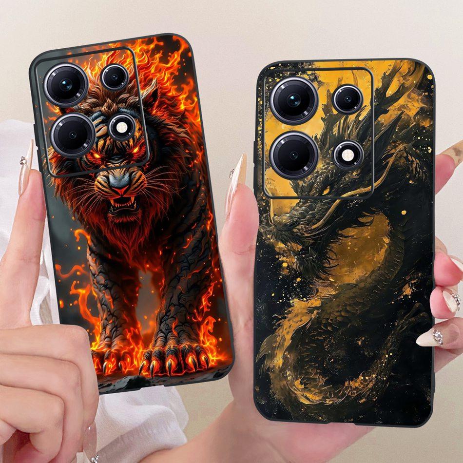 For Infinix Note 30 30Pro X678B X6716B X6711 Cool Dragon Tiger Phone Case Note 30 Pro Note30 4G 5G Black Silicone Soft Cases