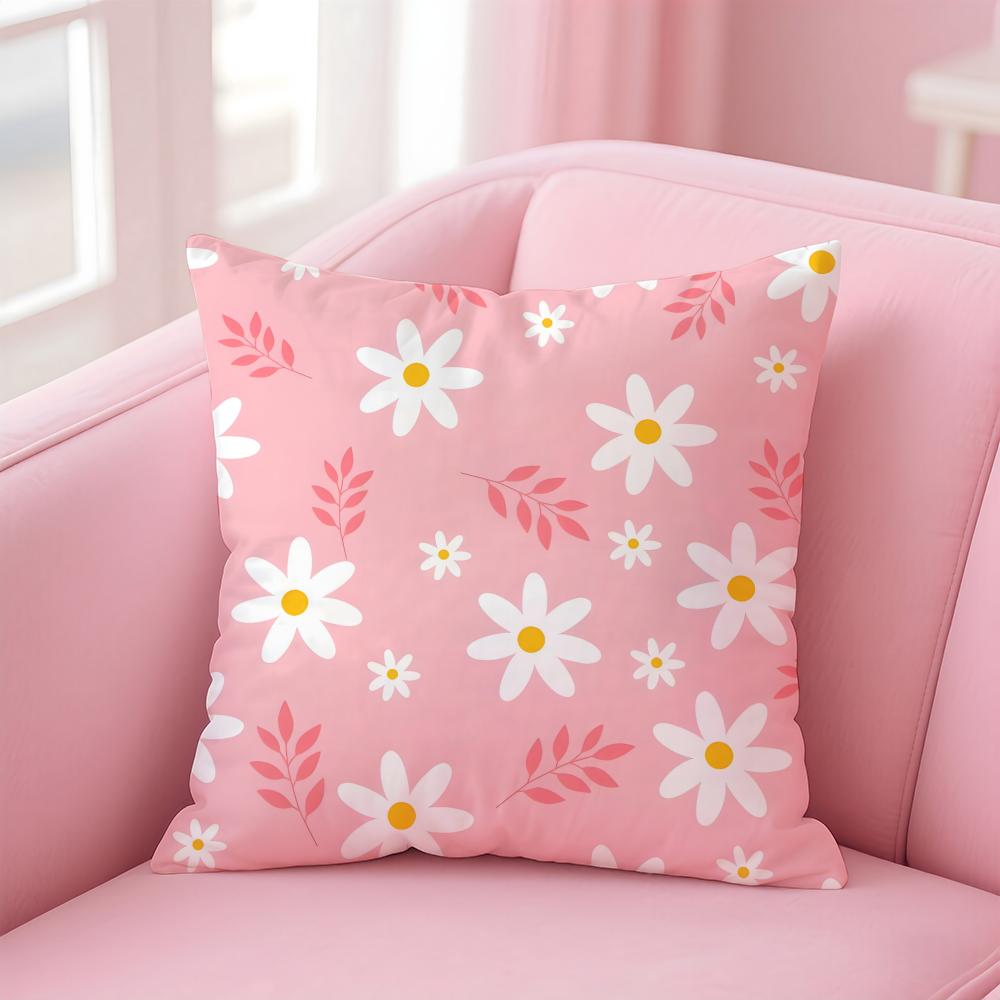 Ssmall Daisy Cushion Cover Pillowcase Short Plush Invisible Zipper Room Sofa Cushion Cover
