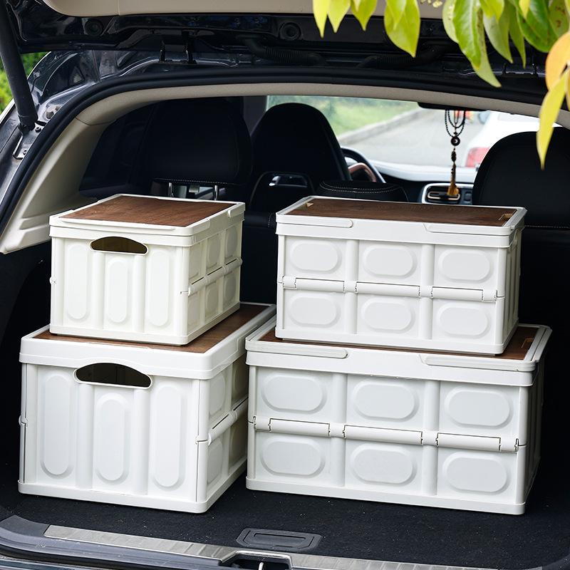 Portable Folding Picnic Basket with Wooden Top