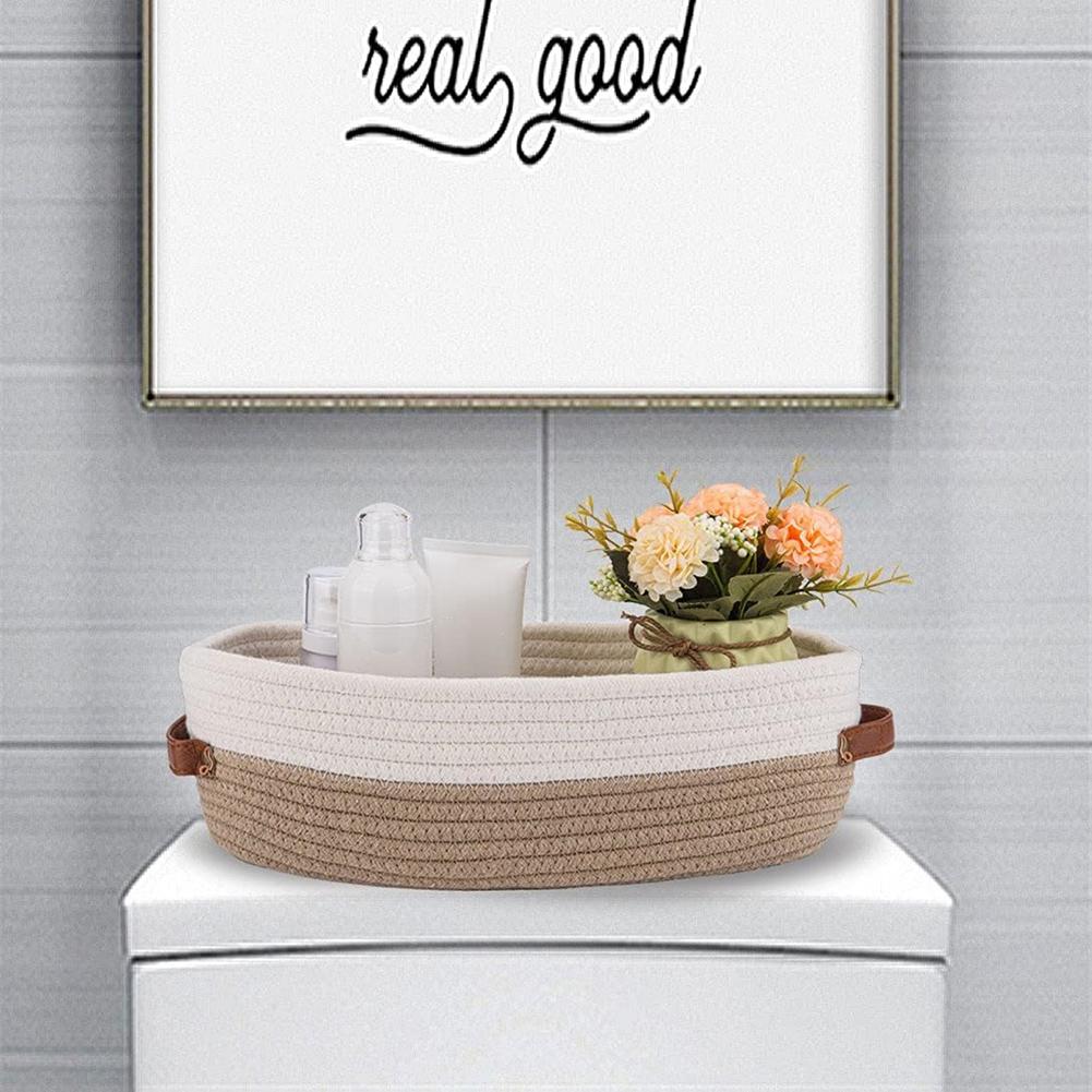 Cotton Rope Woven Basket Toilet Paper Basket Bohemian Storage Baskets for Countertop Organizing