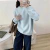 Retro soft waxy round neck pullover sweater for women to wear with autumn and winter new loose lazy wind knitted sweater top for women