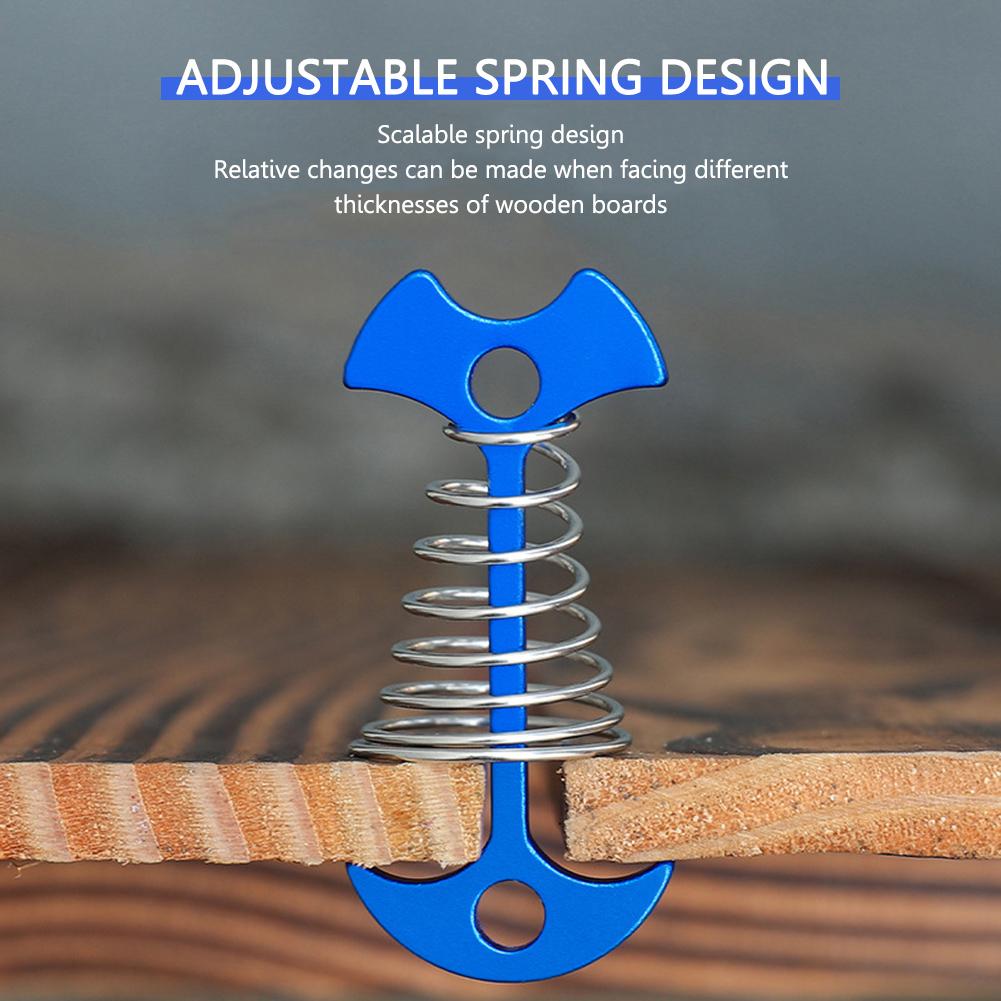 4Pcs Fishbone Deck Anchor Pegs Aluminium Alloy with Spring Buckle Fishbone Tent Stakes Adjustable Windproof Tent Rope Tighteners