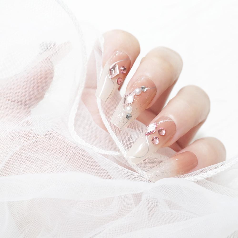 Premium Long Sparkle Handmade Faux Nails - Brightening Nail Art Stickers