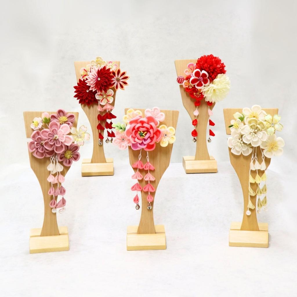 Hagoita Hair Ornament Dull Plum Blossom with 21cm for Girls Tsumami-zaiku Hagoita, (White), 3-60cm, Stand, Tall,