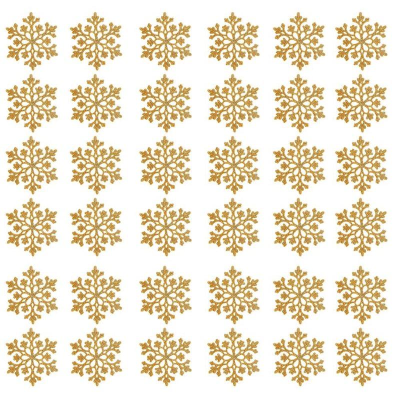 Christmas For Tree Decorations-Snowflake Ornaments 36Pcs, Plastic Glitter Snow Flakes For Tree серебряный