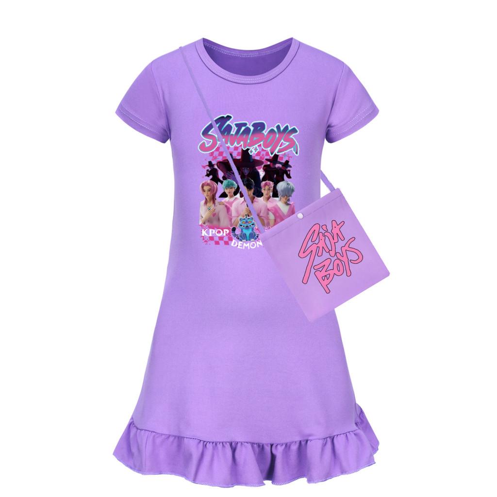 Hunters Kpop Demon Short Sleeves Sleep Dress For Kids Bedroom Clothing Gift