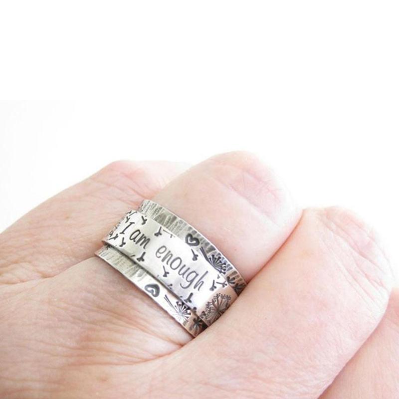 Buy I AM ENOUGH Awareness Ring Depression Pause Inspiration Jewelry ...
