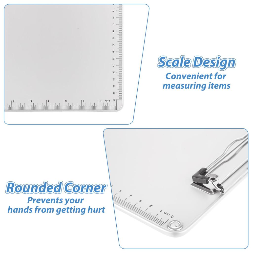Metal Clipboard 5 Pack Aluminum Lightweight Construction Strong Metal Clip Secures Documents Firmly Built-in Scale Design for Workplace Office La