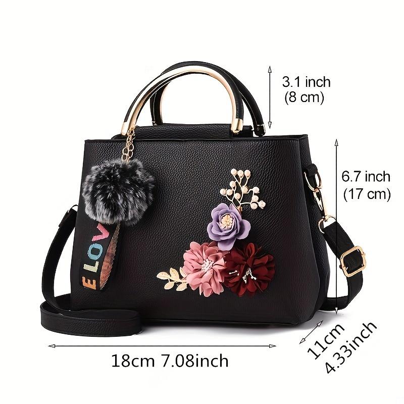 3D Flower Decor Handbag, Elegant Mini Crossbody Bag, Women's Fashion Shoulder Bag, Street Trends Tote Bag Purse