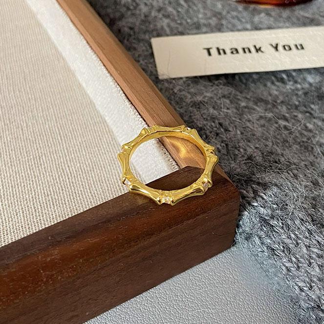 

Простое бамбуковое парное кольцо новая мода микро инкрустация циркон ювелирные изделия вечеринка подарки для пар для мужчин женщин