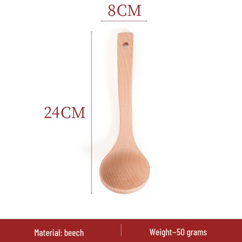 Japanese Non-Stick Wok Set: Spatula, Soup Ladle, Rice Spoon, Frying Pan, Stir-Fry Utensils, Solid Wood Handles