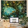 YEXIT Fairy Tales Magical Forest Tapestry, Nature Tree of Life with Elves Landscape Tapestry Wall Hanging for Living Room BedRoom Decoration Green