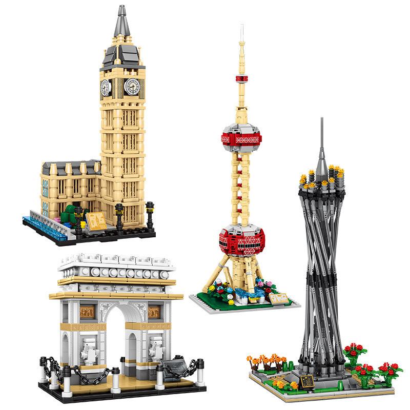 TOYLINX Building Blocks Architectural Model Set Landmarks Canton Tower Arc De Triomphe Big Ben Oriental Pearl Tower for Kids