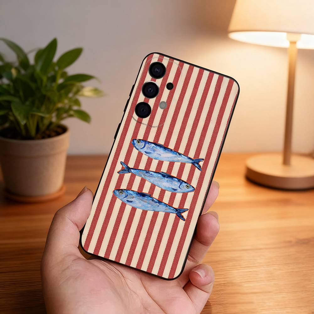 Fish Funny Sardines For Samsung S26,S25,S24,S21,S22,S23,S30,Ultra,S20,Plus,Fe,Lite,5G Black Cover Phone Case