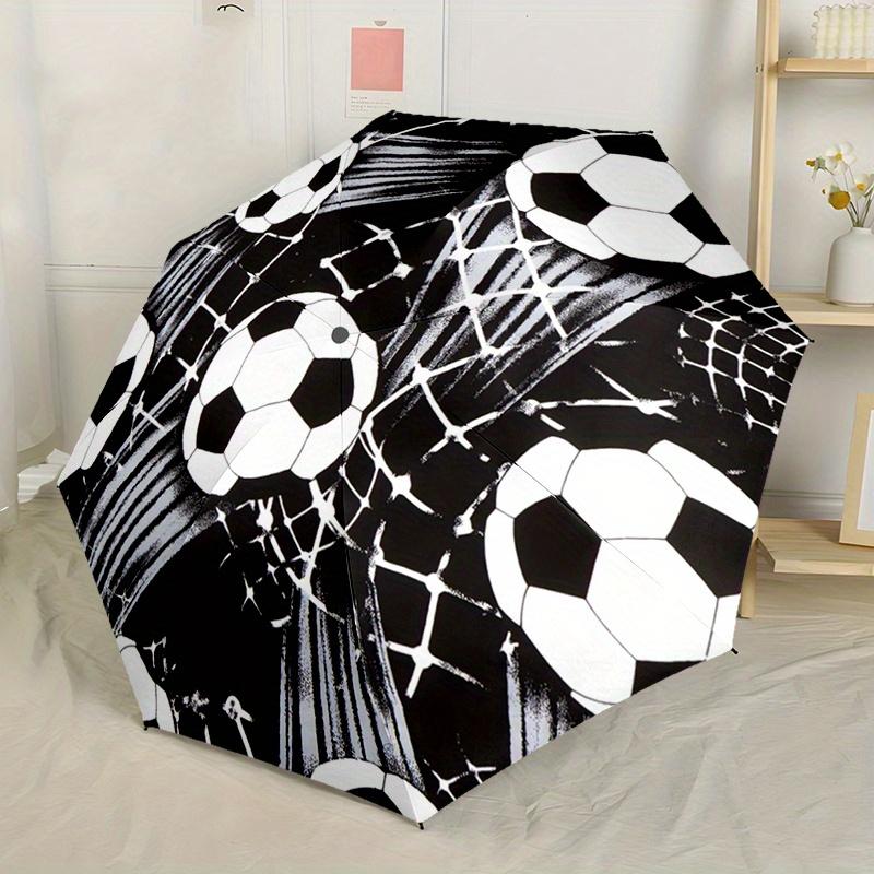 

Black and White Football Theme Umbrella Perfect for Outdoor Activities Leisurely Lightweight Automatic Folding Umbrella - Idea Iron&8K