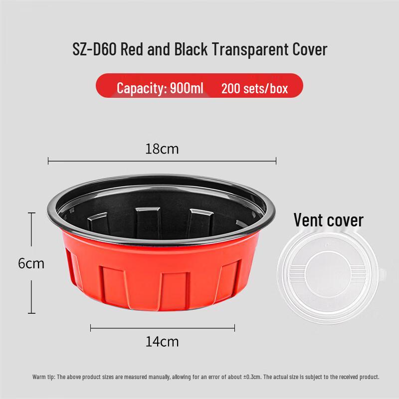 Saizhuo 900ml Disposable Round Food Container with Transparent Lid
