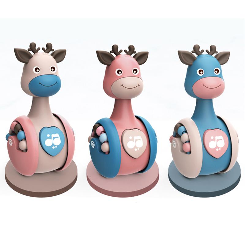 Sliding Deer Baby Tumbler Rattle Learning Education Toys Newborn Teether Infant Hand Bell Mobile Stroller Music Roly-poly Toy