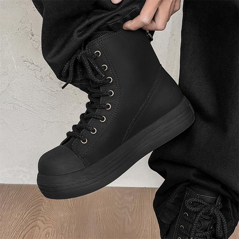 Fashion Couple's thick soled height increasing shoes Classic and trendy styles Outdoor leisure fashion party Daily Black youth shoes