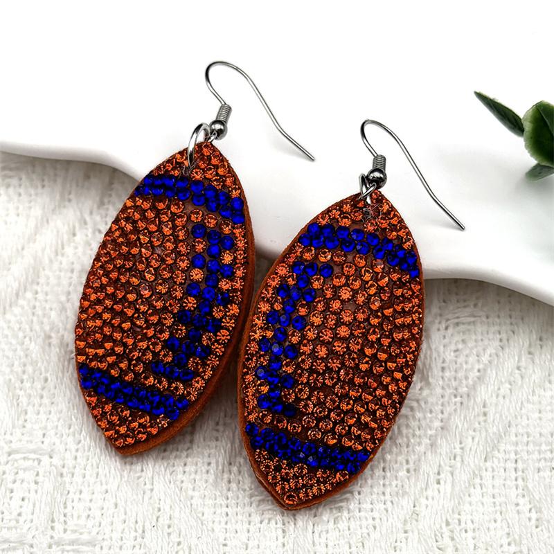 Rugby American Football Balls Dangle Earrings for Women Men Crystal Black Color Sports Style Earrings Jewelry joyeriaZZZ1063