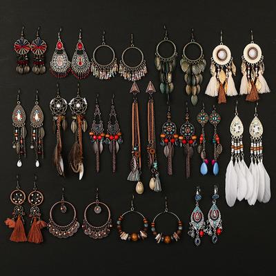Dripping Oil Round Fringed Earrings Retro Ethnic Style Temperament Ear Hook Versatile Fashion High Sense Niche Earrings