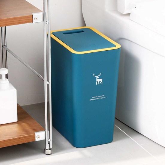 9L/12L Convenient Dog Proof Elk Print Trash Can Press Top Lid Bathroom Accessories