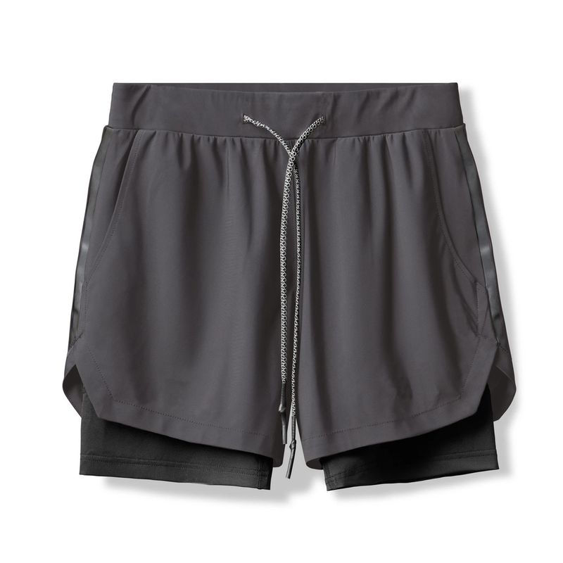 Running Exercise Shorts Men's Fashion Summer Muscle Sports Brother Fitness Double-Layer Pants Quick-Drying Breathable Knee Length Pants
