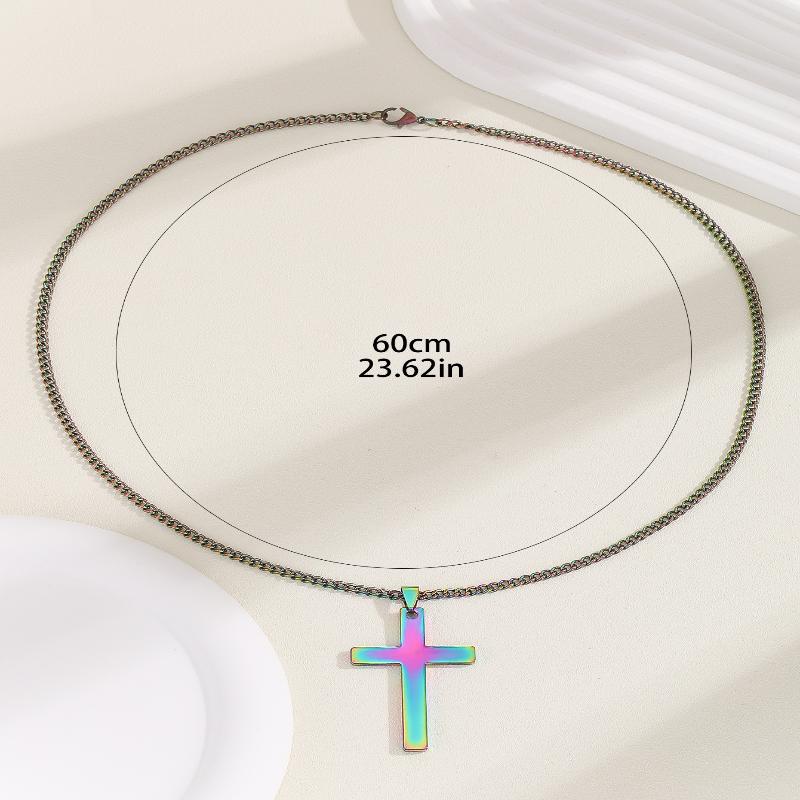 Simple Stainless Steel Cross Pendant Necklace Unisex Punk Hip Hop Charm Jewelry Gift