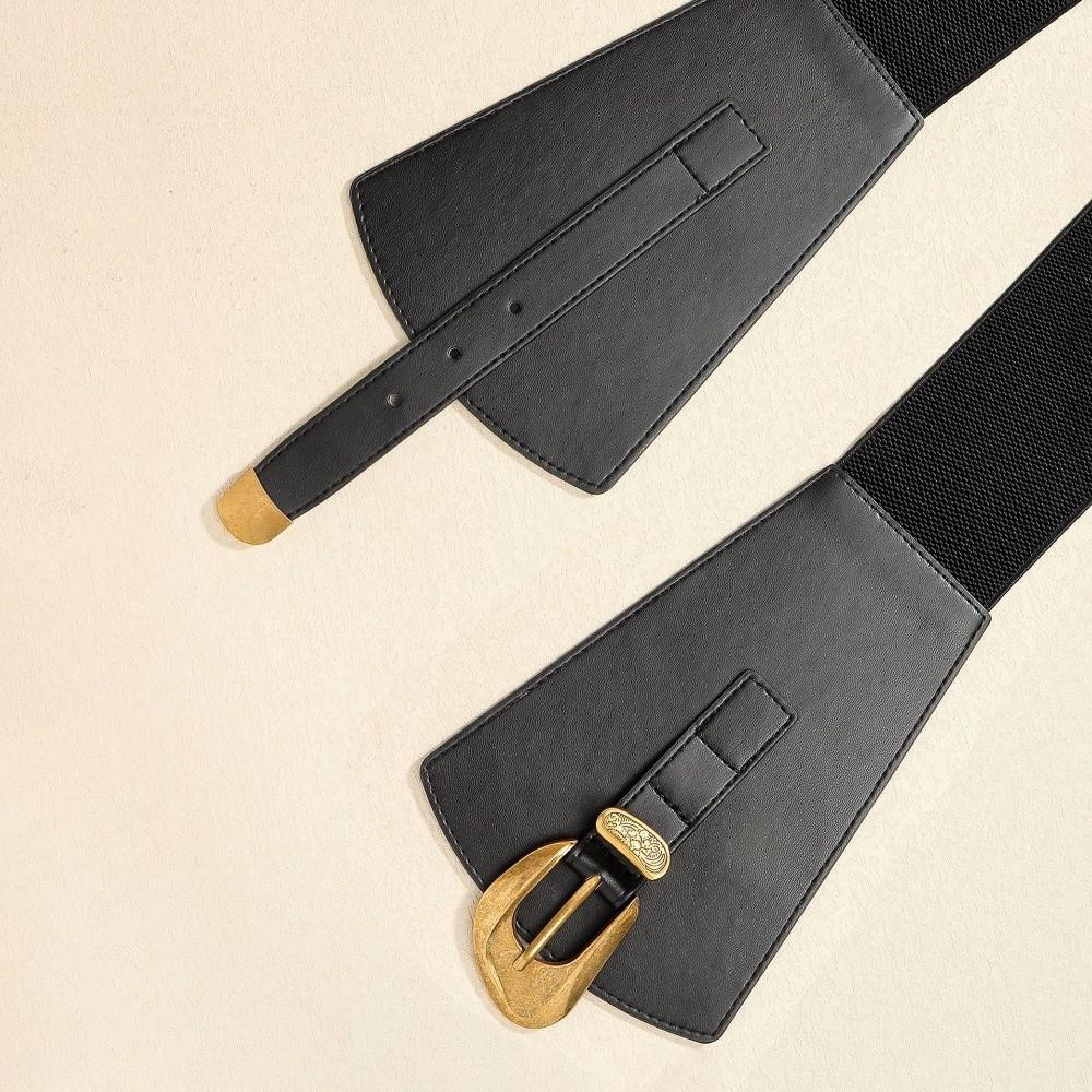 Geometric Buckle Women's Slimming Belt PU Dress Waistband Fashionable Elastic Waist Belt Women
