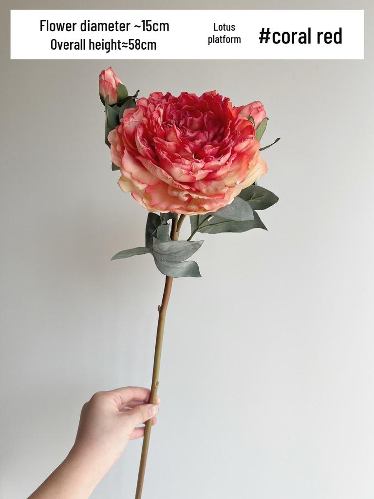 High-Quality Burnt Edge Silk Peony - Artificial Flower for Home Decor & Photography