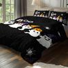 3-piece Halloween Themed Black Cute Ghost Pumpkin Pattern Duvet Cover Set, 1 Duvet Cover+2 Pillowcases, Coreless