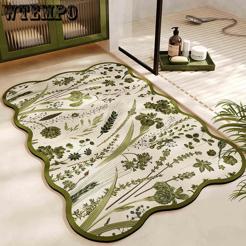 Bathroom Floor Mat Green Forest Style Bathroom Floor Mat Absorbent Quick Drying Anti Slip Mat