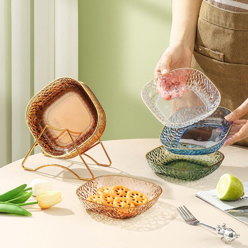 Phnom Penh Transparent Anti-Drop Small Fruit Plate, Living Room Household Snack Plate, Candy Plate, Small Exquisite Front Desk Melon Seed Plate