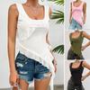 Spring and Summer Solid Color Sleeveless U-neck Mesh Top