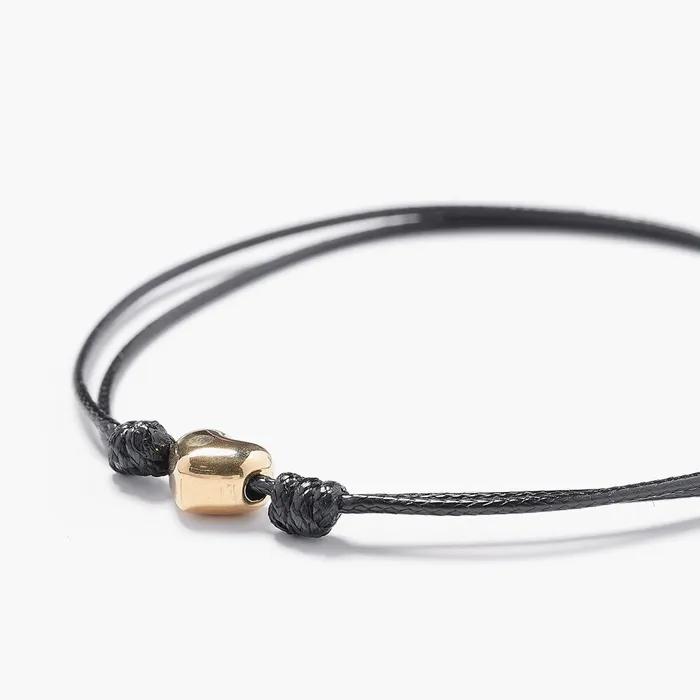 Gold Heart Pendant String Knot Bracelet (C2503AC1311_BK)