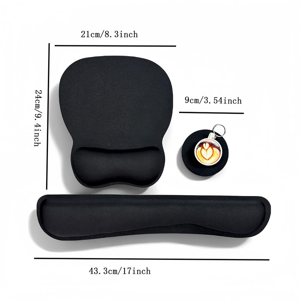 Keyboard Wrist Rest Pad and Mouse Pad with Wrist Support Set (3 Pieces), Mouse Pad with Non-slip Rubber Base, Ergonomic Memory F