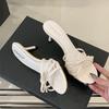Fashion Women Thin Heels Sandals Slides Shoes Butterfly-Knot Footwear Fashion Round Toe Ladies High Heels Shoes Female Sandals Pumps