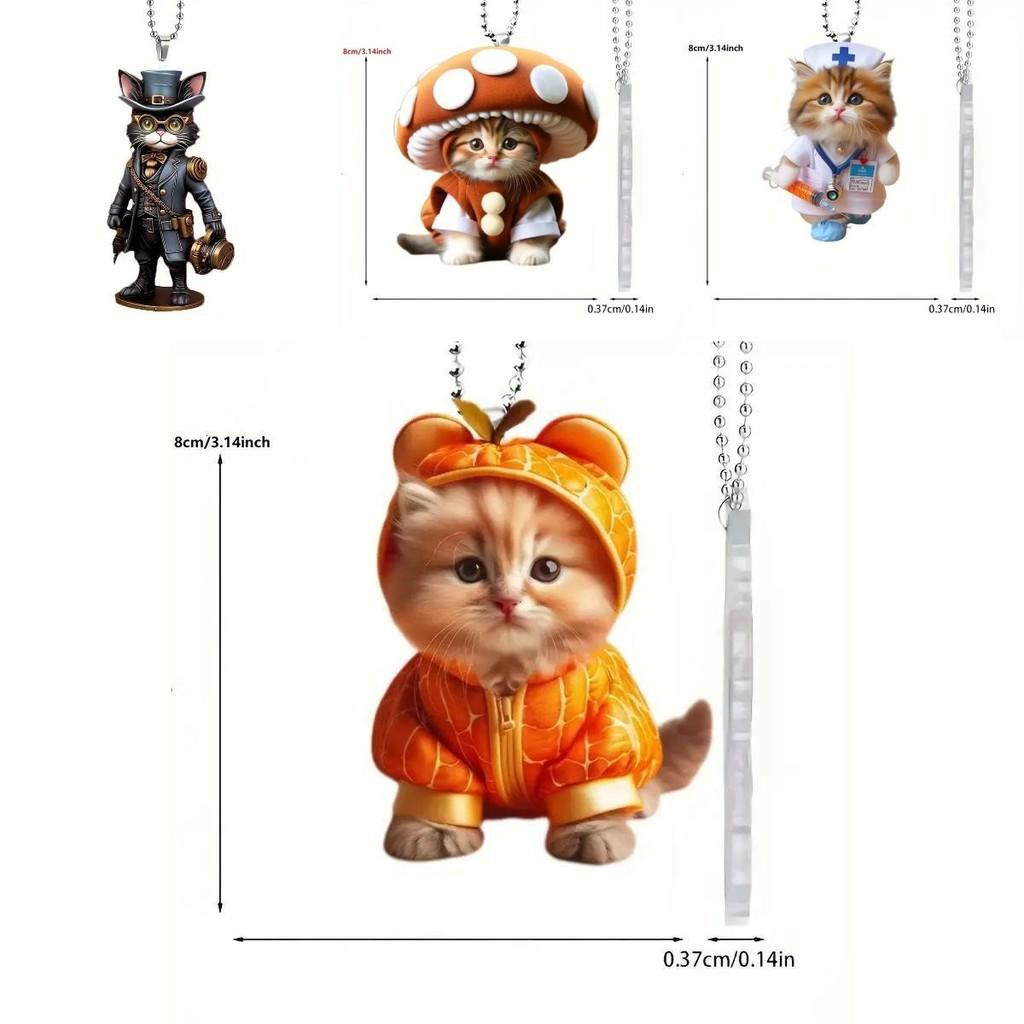 Acrylic Colorful Cartoon Cat Charm For Eyecatching Car Decoration And Gifts