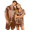Couple Matching Pajama Set Short Sleeve Button Down Shirt and Shorts Soft Lightweight Lounge Sleepwear Set S-XXXXL for Men and Women