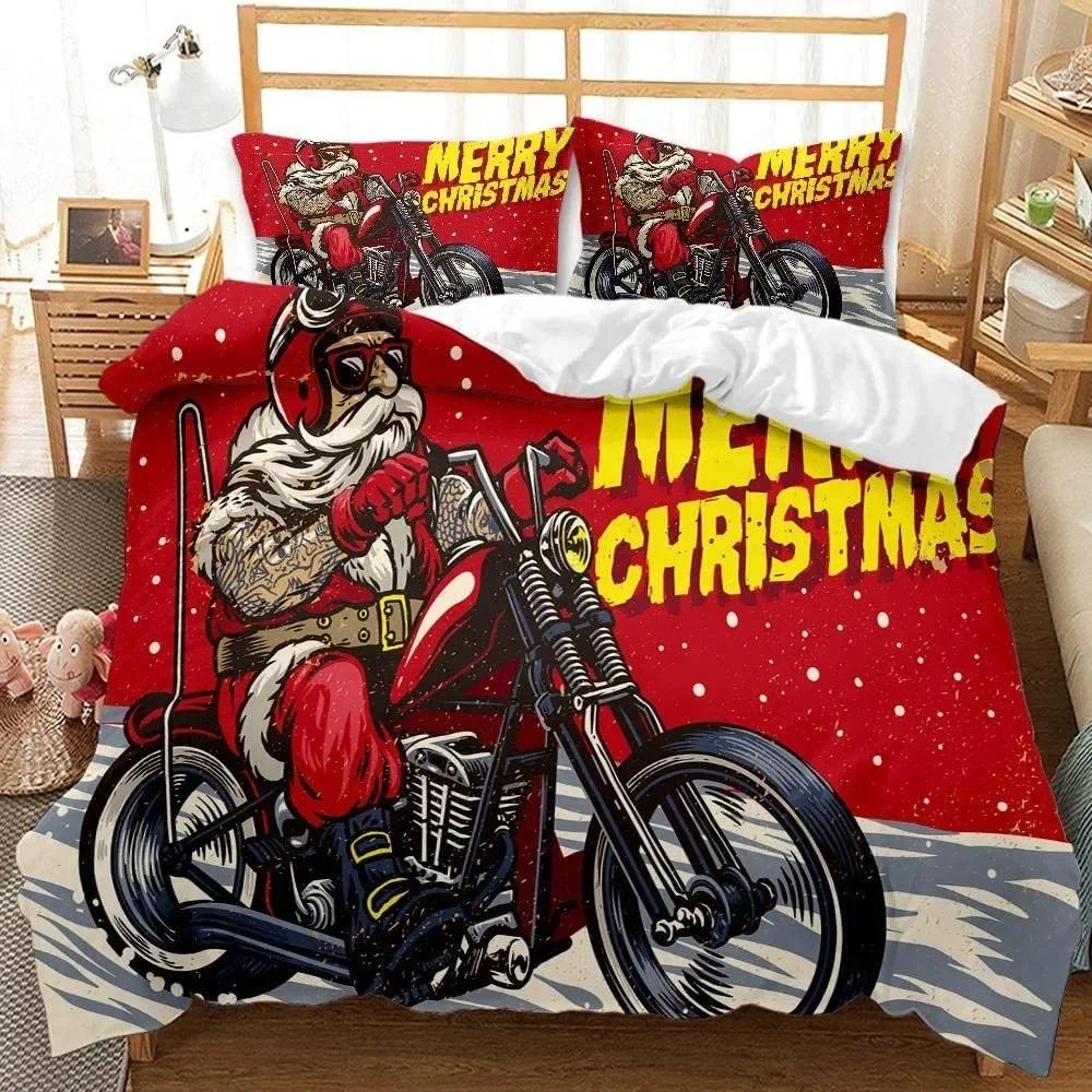 3 SZTUKI Jednostronne Kołdry z Nadrukiem Wesołych Świąt Zestawy Pościeli Wygodne Narzuty Kołdra Kołdra King Queen Pościel