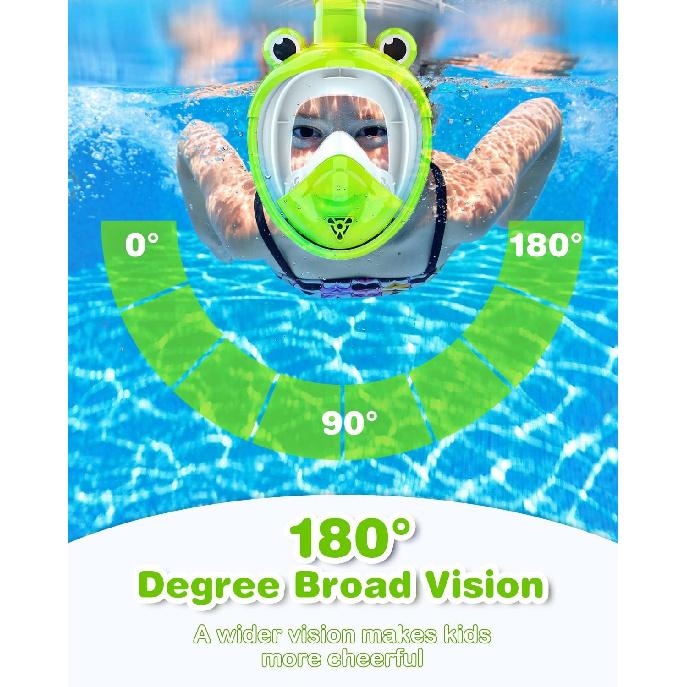 Kids Snorkel Mask, Full Face Snorkel Mask for Kids 4-16, Foldable Snorkeling Gear for Kids Snorkeling Set for Swimming Pool Toys, Dry Top,