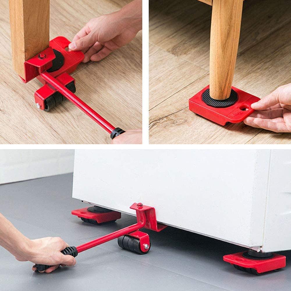 New Heavy Duty Furniture Lifter Transport Tool Furniture Mover Set 4 Move Roller 1 Wheel Bar for Lifting Moving Furniture Helper