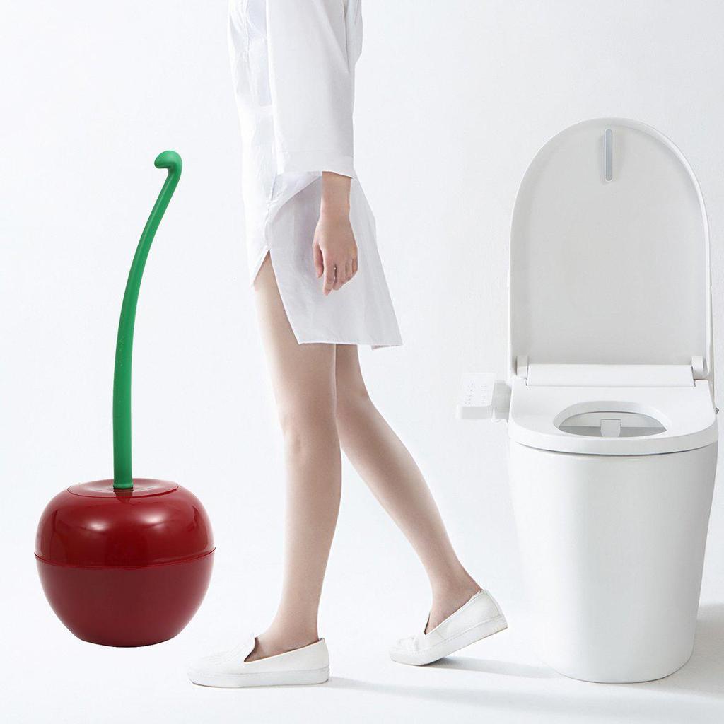 1 Set Pennello per WC a Forma di Ciliegia Creativo e Carino con Portaspazzolino
