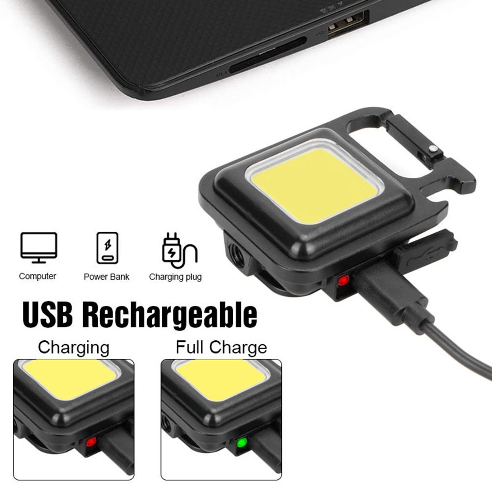 COB Small Flashlights Bright Rechargeable Keychain Mini Flashlight Multifunctional Portable Pocket Light for Emergency