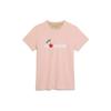 Cherry Pattern Logo Round Neck Short Sleeve Regular T-Shirt Women Tops Pink CE428-C7D