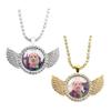 For John Pork Is Calling Funny Pig Necklace Lover Graphic The Moon Answer Call Phone Humor Angel Wings Pendant Necklace Jewelry